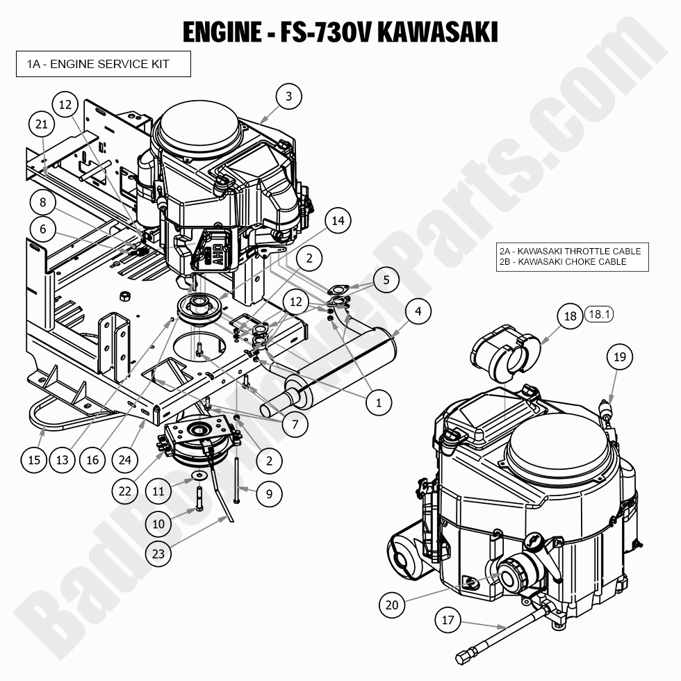 2222 - Bad Boy Mower Parts Lookup > 2020 > Maverick > Engine - Kawasaki FS730V
